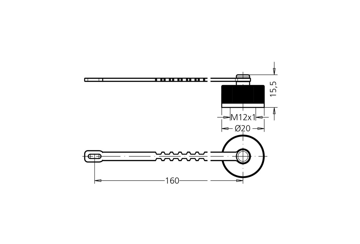 Schraubkappe unverlierbar, M12 Stecker, schwarz