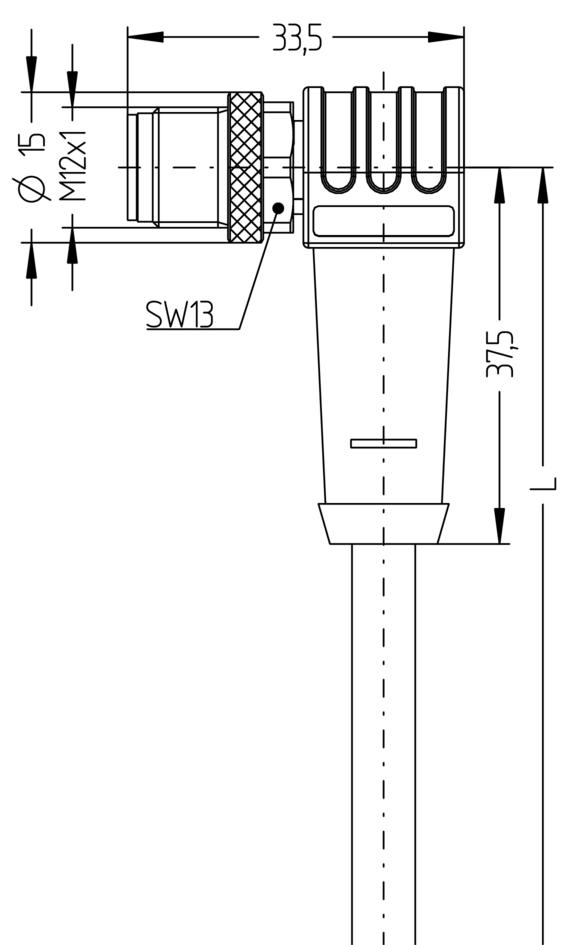 M12, male, angled, 4 poles, D-coded, RJ45, male, straight, 4 poles, shielded, Industrial Ethernet 100 MBit/s