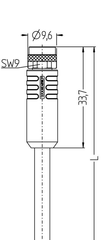 M8, 母头, 直型, 8针脚, M8, 公头, 弯型, 8针脚, 屏蔽, 传感器/执行器电缆