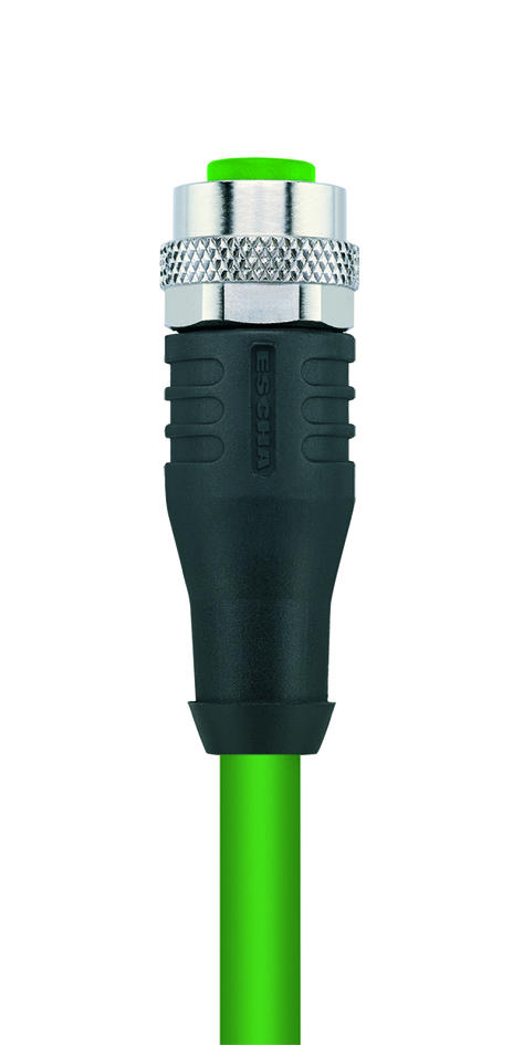 M12, Buchse, gerade, 4-polig, D-codiert, M12, Stecker, gerade, 4-polig, D-codiert, geschirmt, Industrial Ethernet 100 MBit/s
