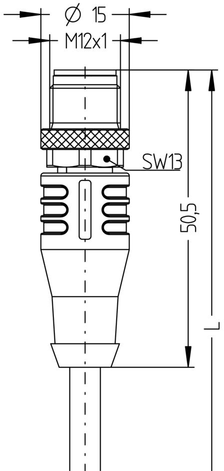 M12, male, straight, 4 poles, rail approved