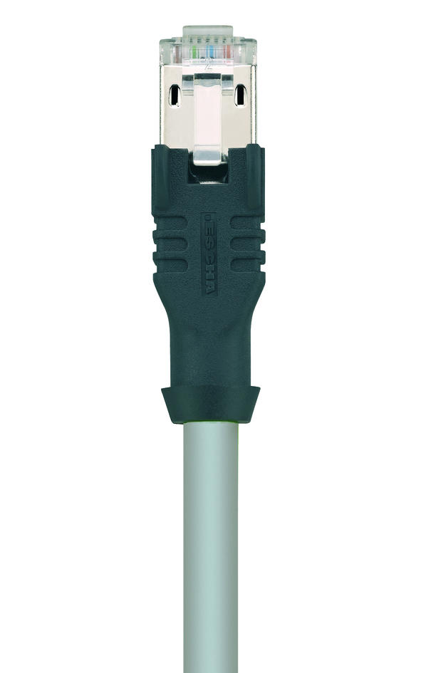 RJ45, 公头, 直型, 8针脚, RJ45, 公头, 直型, 8针脚, 灰, 屏蔽, 工业以太网 100 MBit/s