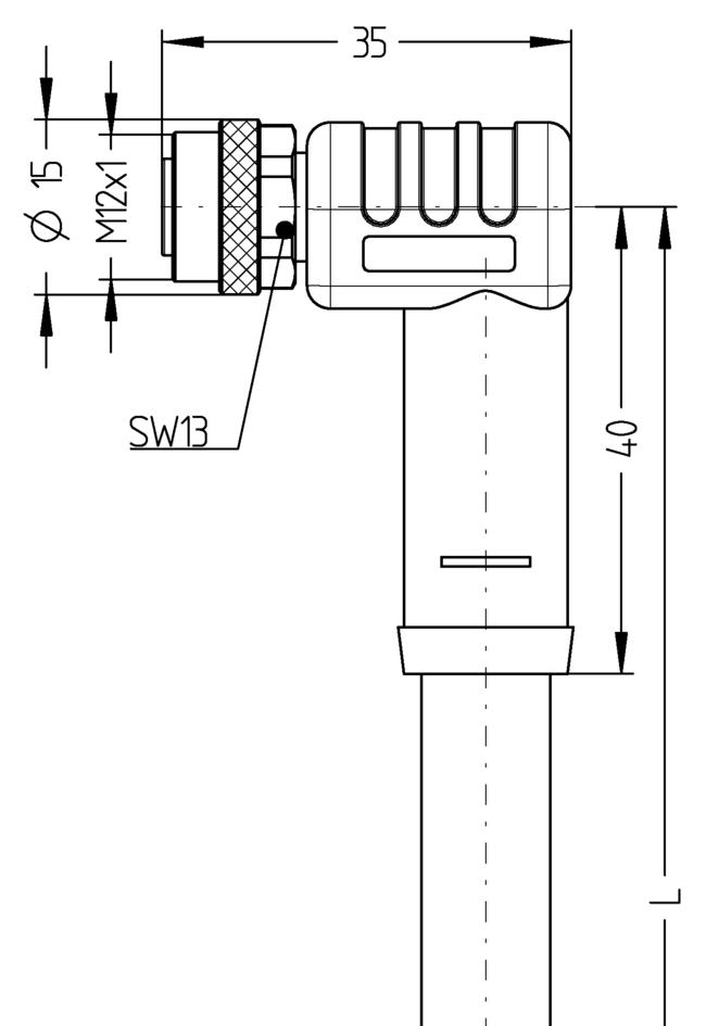 M12, female, angled, 3+PE, S-coded, M12, male, angled, 3+PE, S-coded, rail approved