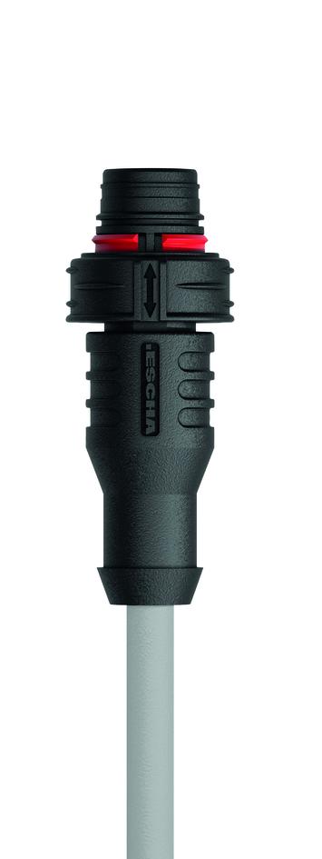 M12, Push-Pull inner locking, 公头, 直型, 4+PE, 传感器/执行器电缆