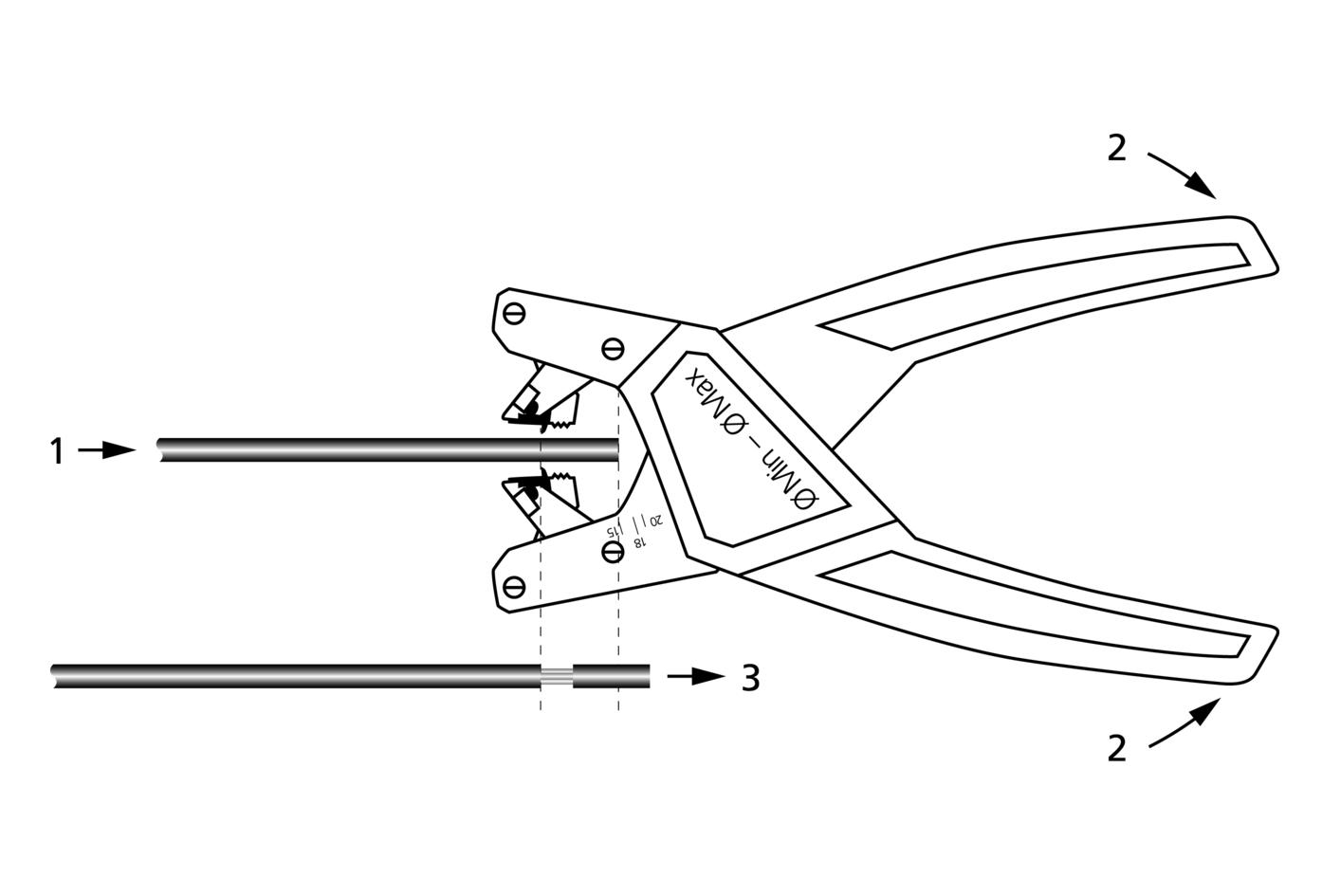 Abisolierwerkzeug, Abmantelzange, 4,40...7,00mm Außendurchmesser