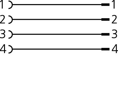 Adapter, M12, female, straight, 4 poles, Ø8mm snap, male, straight, 4 poles