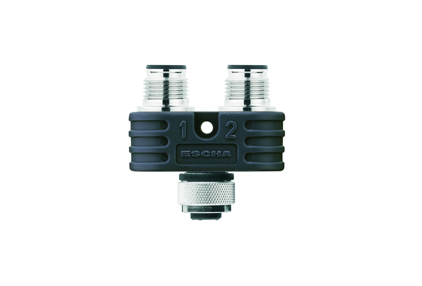 Y-Verteiler, M12, Buchse, gerade, 5-polig, M12, Stecker, gerade, 5-polig, M12, Stecker, gerade, 5-polig