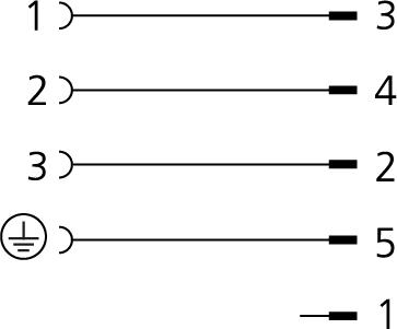 Ventilstecker, Bauform A, gewinkelt, 3+PE, M12, Stecker, gerade, 4+PE, Sensor-/Aktorleitung