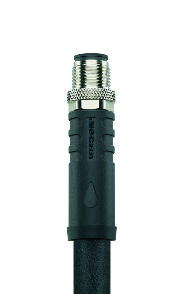 M12, female, angled, 2+PE, S-coded, M12, male, straight, 2+PE, S-coded, POWER