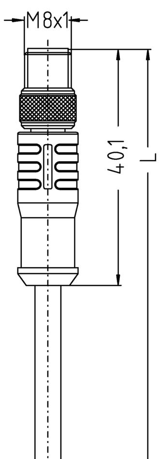 M8, 公头, 直型, 4针脚, 传感器/执行器电缆 高温