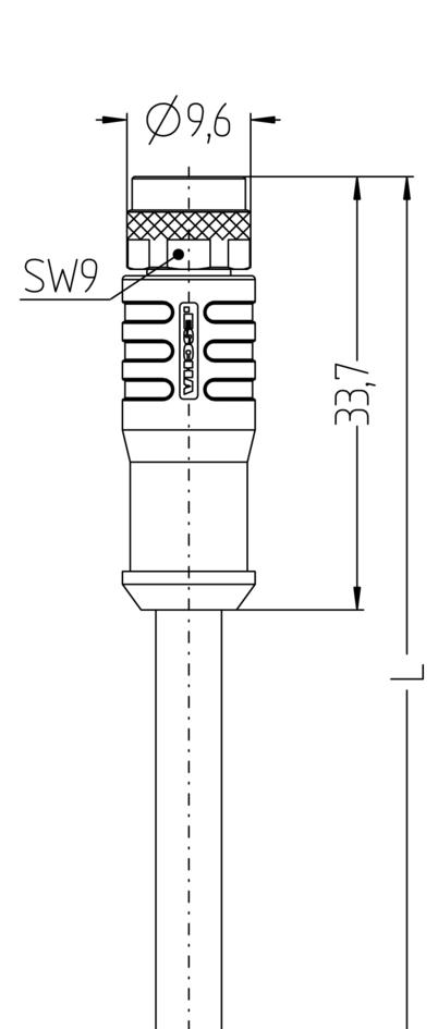 M8, female, straight, 4 poles, rail approved