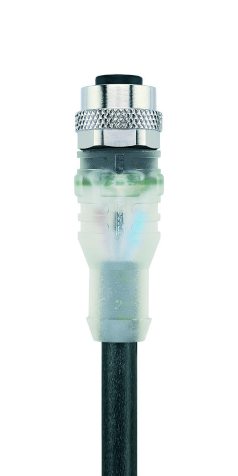 M12, Buchse, gerade, 3-polig, mit LED, Sensor-/Aktorleitung