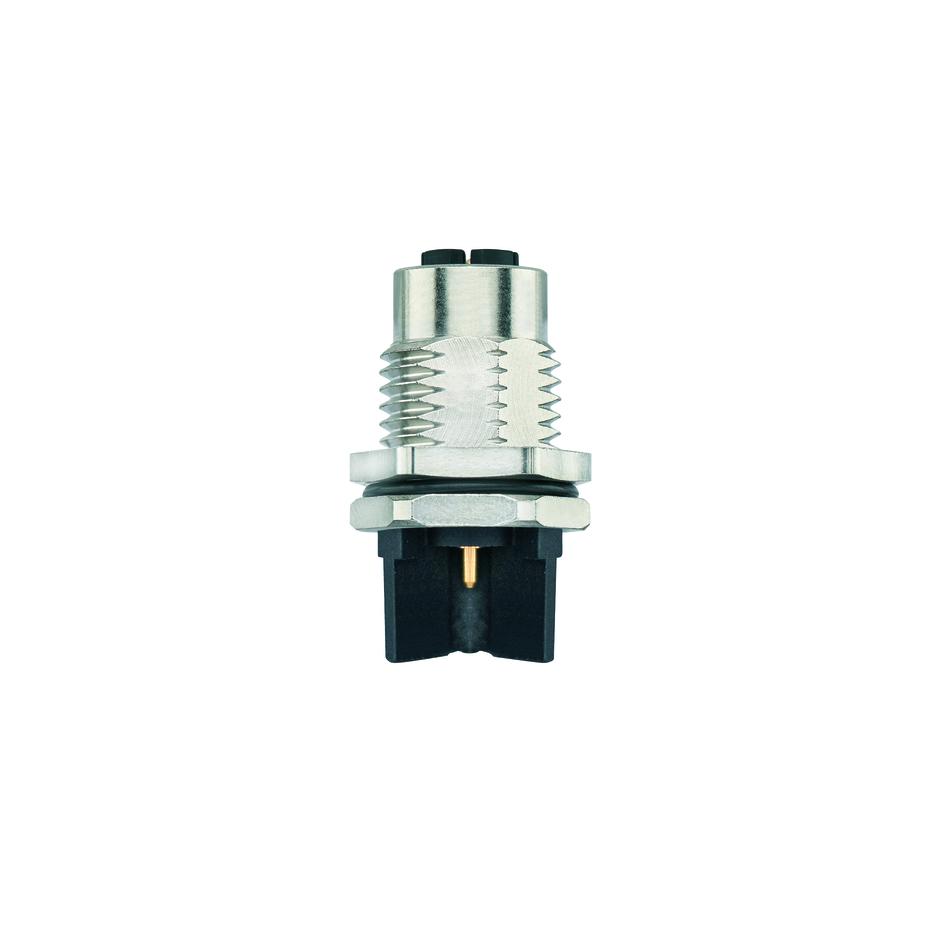 Receptacle, M12, female, straight, 3+PE, S-coded, back wall-mounting, with insulating cross, print contact, POWER