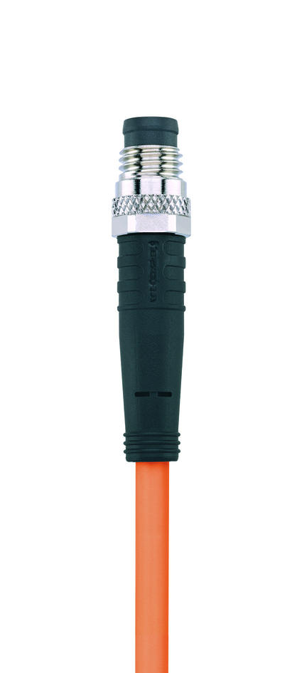 Y-splitter, M12, female, straight, 4 poles, with cable outlet, M8, male, straight, 3 poles, M8, male, straight, 3 poles