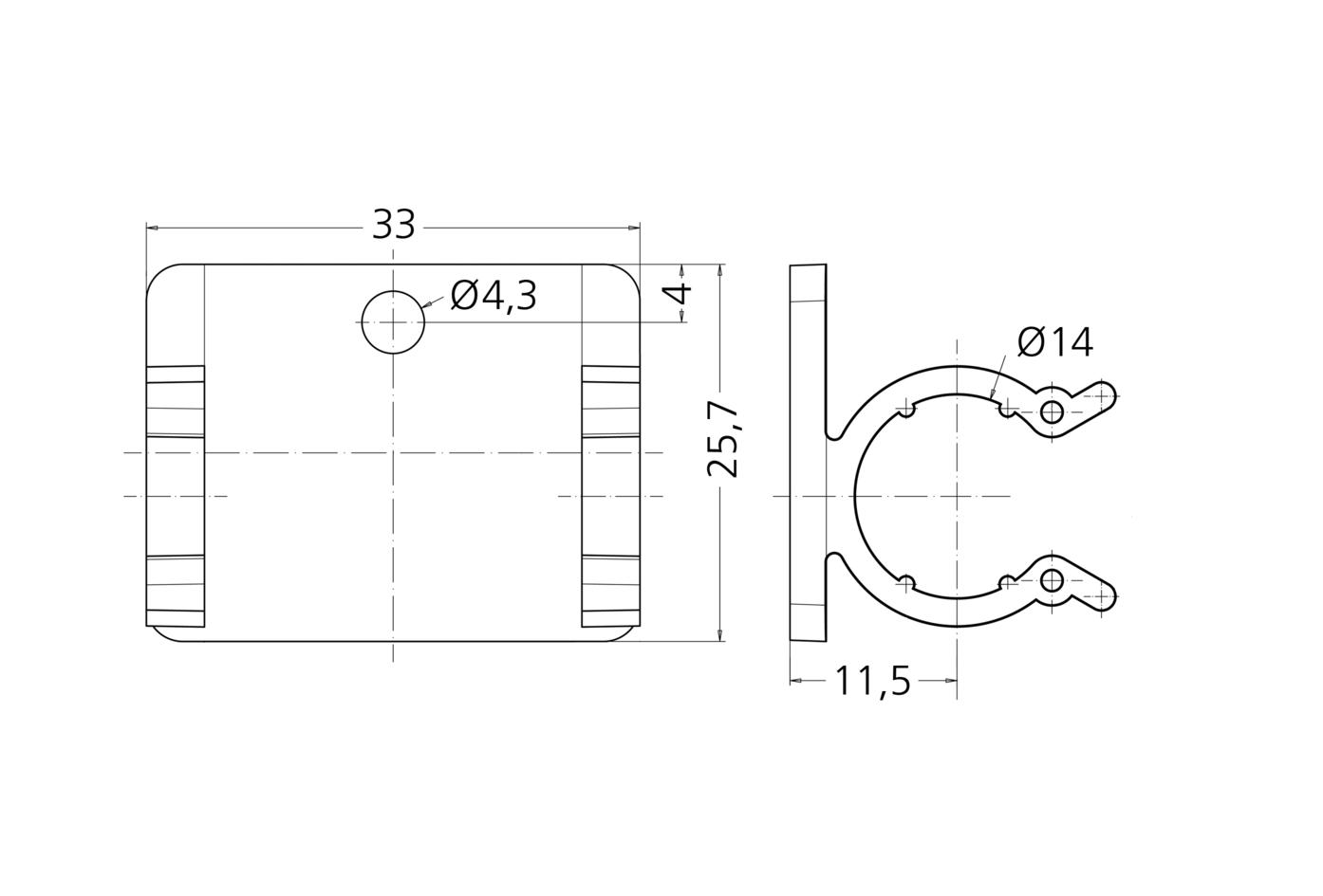 Befestigungsset, M12, Clips und Schrauben M4x8, schwarz