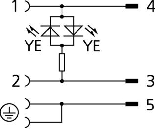 转接器, 阀连接器, 防护类型 A, 2+PE 桥接, M12, 公头, 直型, 5针脚