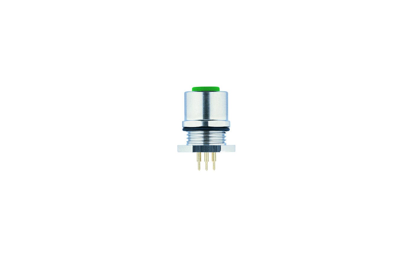 Receptacle, M12, female, straight, 4 poles, D-coded, back wall-mounting, print contact, Industrial Ethernet