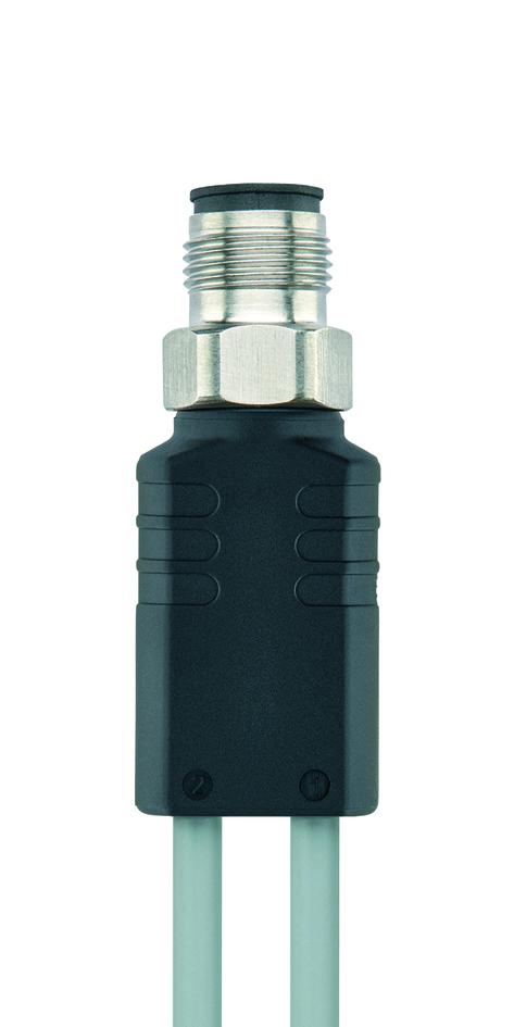 Y-Verteiler, M12, Stecker, gerade, 4-polig, mit Kabelabgang, M12, Buchse, gerade, 3-polig, M12, Buchse, gerade, 3-polig, Edelstahl