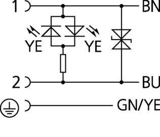 Ventilstecker, Bauform BI, 2+PE, Transildiode, Sensor-/Aktorleitung