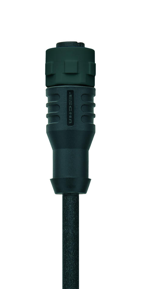 M12, 母头, 直型, 4针脚, 塑料, 黑, 传感器/执行器电缆