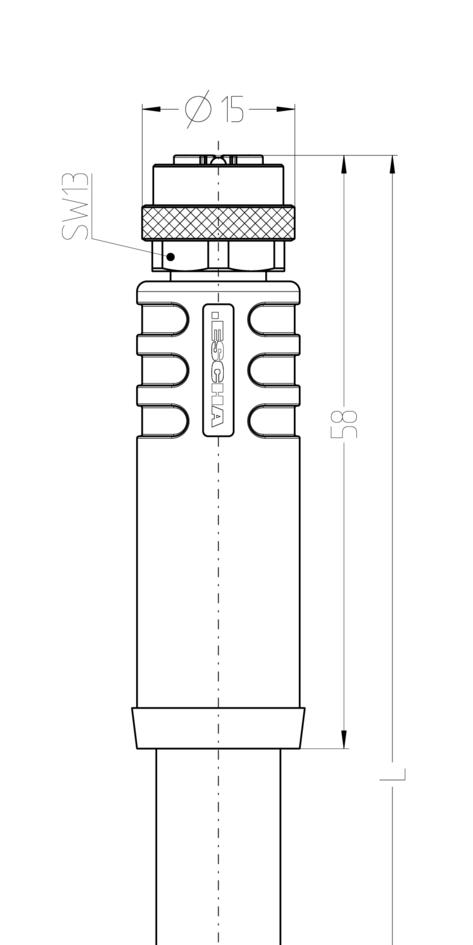 M12, female, straight, 4+PE, K-coded, M12, male, straight, 4+PE, K-coded, POWER