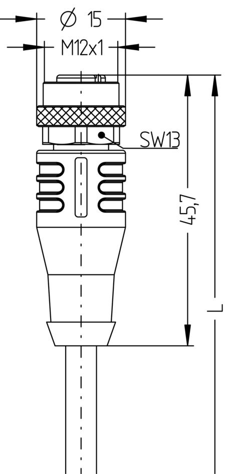 M12, female, straight, 4 poles, B-coded, shielded, Profibus