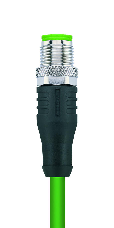 M12, female, angled, 4 poles, D-coded, M12, male, straight, 4 poles, D-coded, shielded, Industrial Ethernet 100 MBit/s