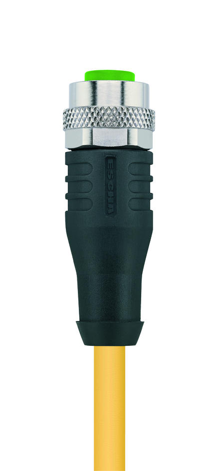 M12, Buchse, gerade, 4-polig, D-codiert, M12, Stecker, gerade, 4-polig, D-codiert, geschirmt, Industrial Ethernet 100 MBit/s