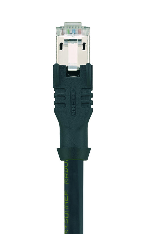 M12, Stecker, gerade, 4-polig, D-codiert, RJ45, Stecker, gerade, 4-polig, geschirmt, rail approved