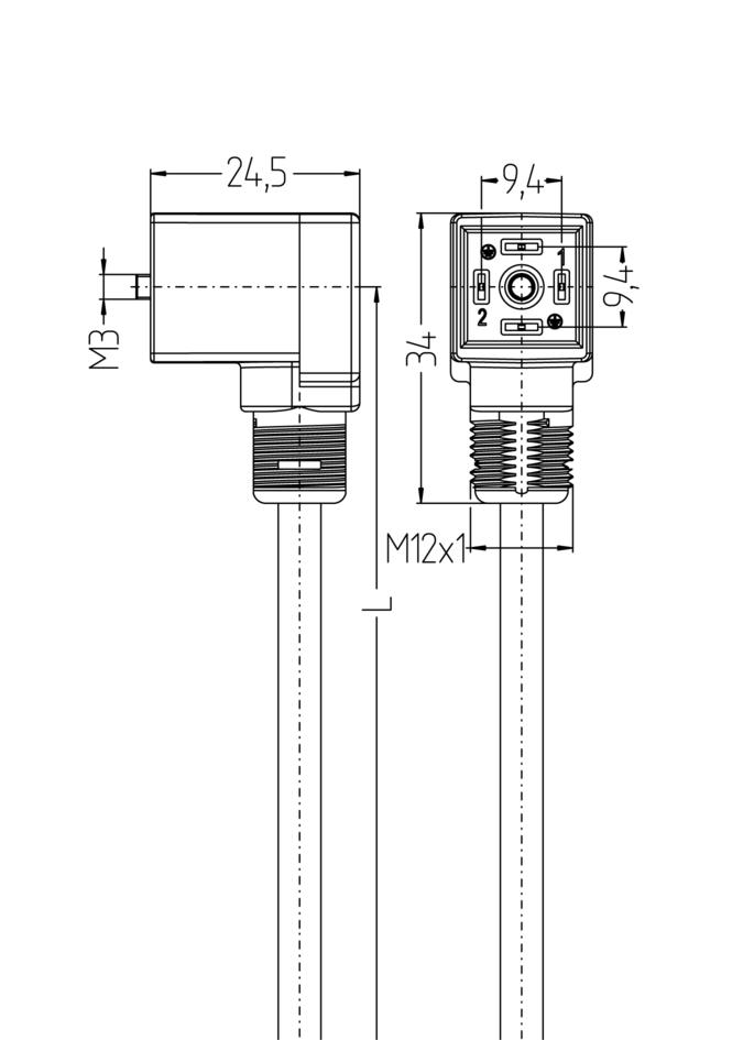 Ventilstecker, Bauform CI, 2+PE gebrückt, mit LED, rail approved