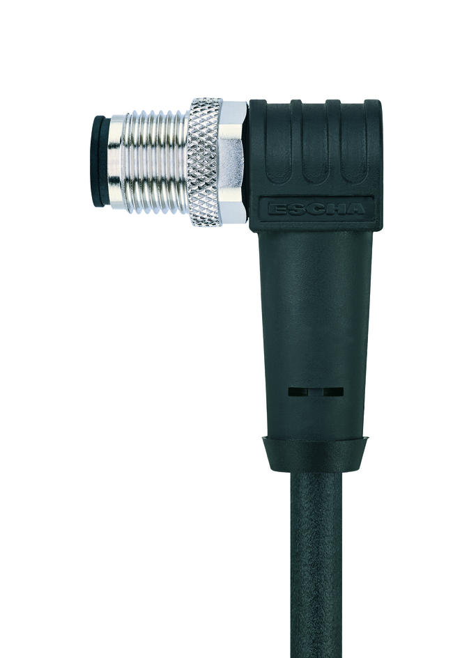 Receptacle Double-ended cordset, M12, female, straight, 4 poles, D-coded, M12, male, angled, 4 poles, D-coded, shielded, rail approved