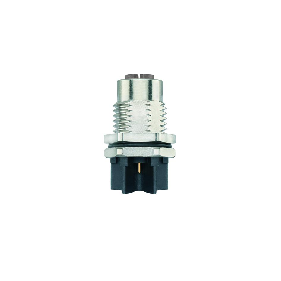 Receptacle, M12, female, straight, 4+FE, L-coded, back wall-mounting, with insulating cross, print contact, POWER