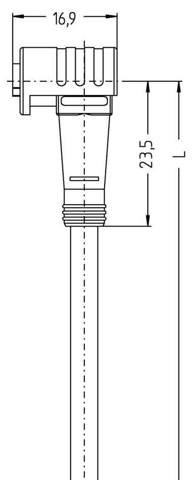 Ø8mm 快插, 母头, 弯型, 4针脚, 带锁定机制, 传感器/执行器电缆