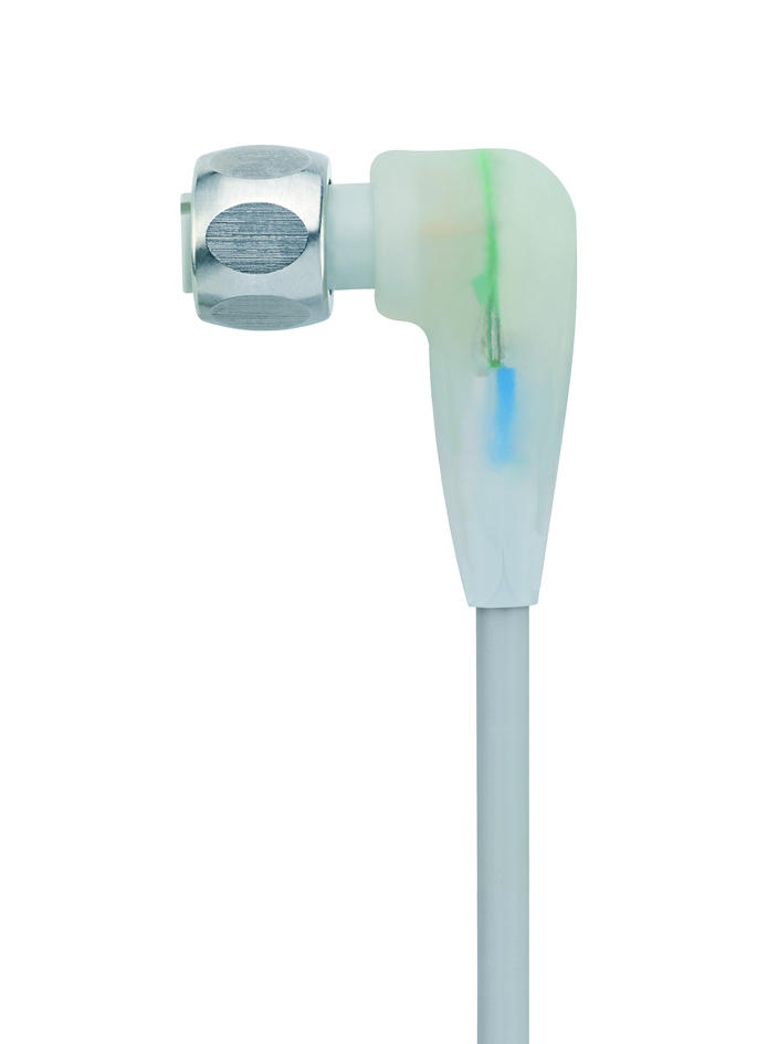 M12, female, angled, 5 poles, with LED, Food & Beverage