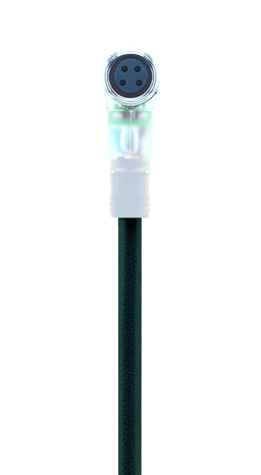 M8, female, angled, 4 poles, M8, male, straight, 4 poles, with LED, sensor-/actuator cable
