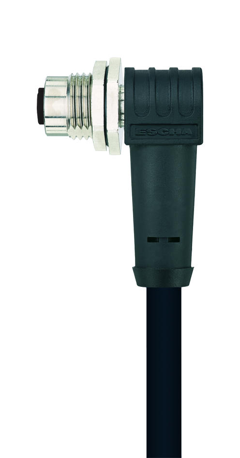 Receptacle Double-ended cordset, M12, female, angled, 4 poles, D-coded, M12, male, angled, 4 poles, D-coded, shielded, rail approved