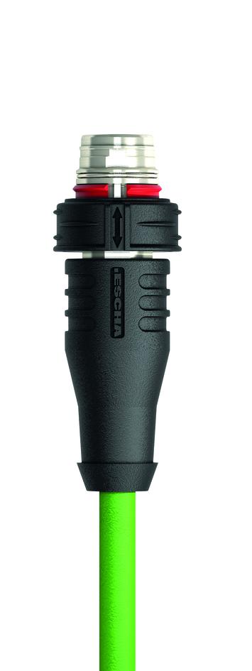 M12, Push-Pull Innenverriegelung, Stecker, gerade, 4-polig, D-codiert, geschirmt, Industrial Ethernet 100 MBit/s