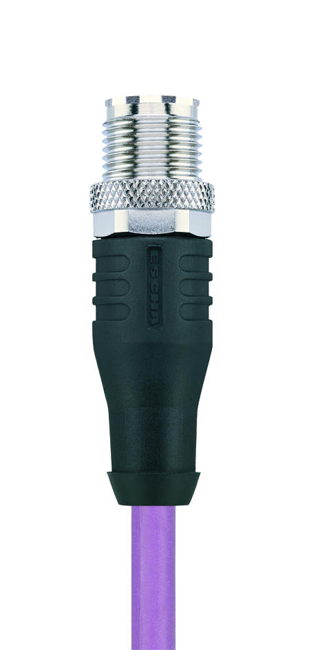 M12, male, straight, 8 poles, X-coded, RJ45, male, straight, 8 poles, shielded, rail approved