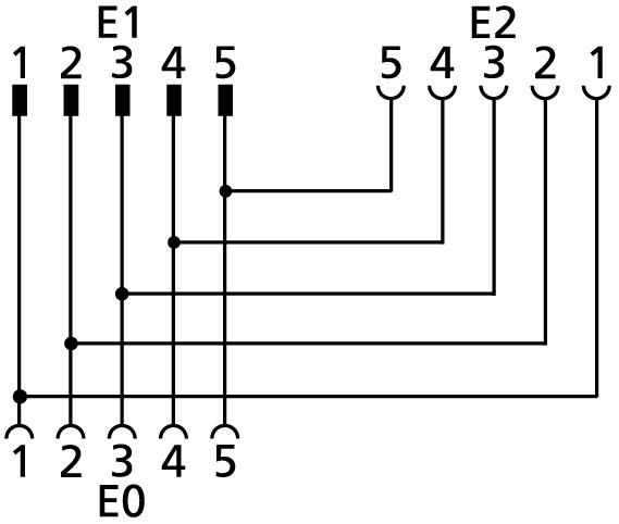Y-splitter, M12, female, straight, 5 poles, M12, male, straight, 5 poles, M12, female, straight, 5 poles