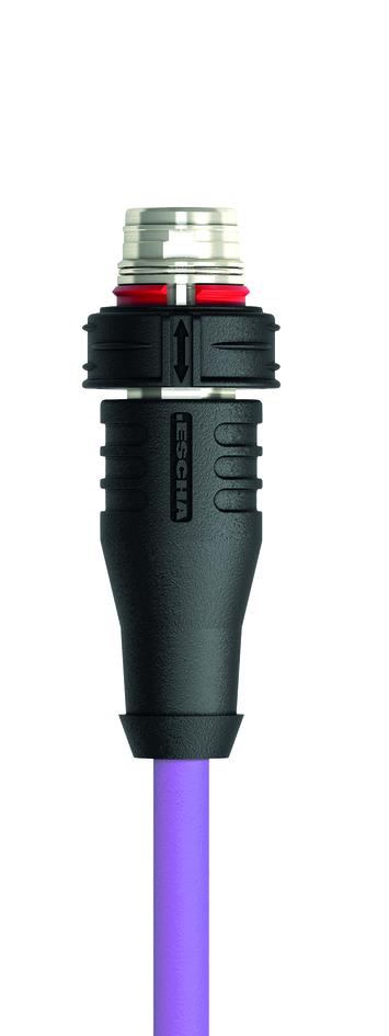 M12, Push-Pull inner locking, male, straight, 8 poles, X-coded, M12, Push-Pull inner locking, male, straight, 8 poles, X-coded, shielded, rail approved