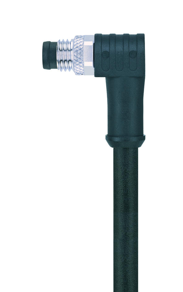 M8, Stecker, gewinkelt, 3-polig, geschirmt, Sensor-/Aktorleitung