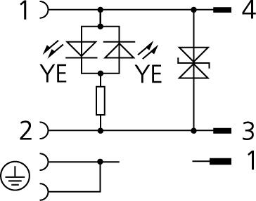 Valve connector, housing style A, 2 poles, M8, male, straight, 3 poles, suppressor diode