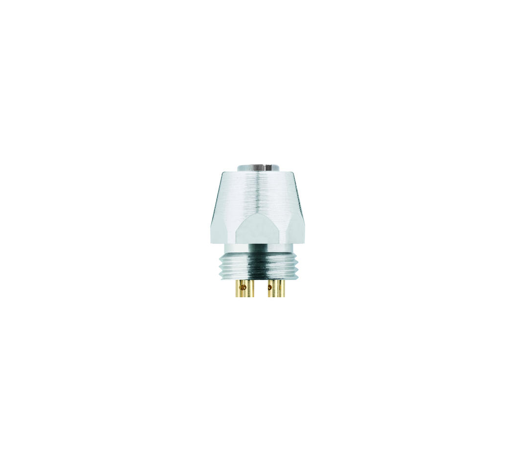Receptacle, M12, female, straight, 5 poles, front wall-mounting, soldering contact, stainless steel, Food & Beverage