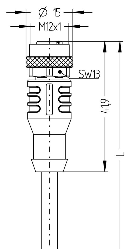 Y-splitter, M12, male, straight, 4 poles, with cable outlet, M12, female, straight, 4 poles, M12, female, straight, 4 poles