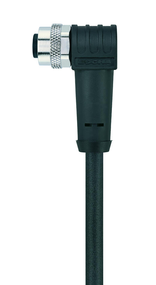 M12, Buchse, gewinkelt, 5-polig, M12, Stecker, gerade, 5-polig, geschirmt, Sensor-/Aktorleitung