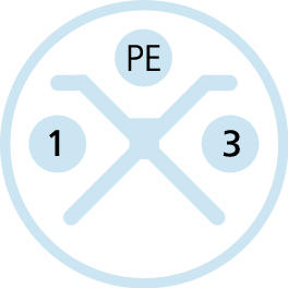 M12, 公头, 直型, 2+PE, S-编码, 电源