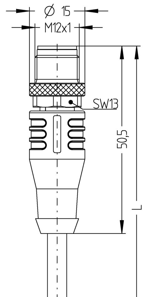 M12, Stecker, gerade, 4-polig, geschirmt, Sensor-/Aktorleitung