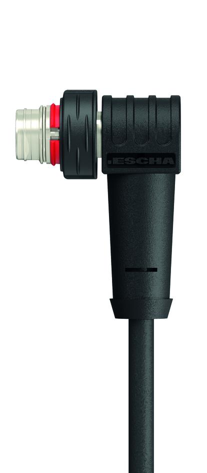 M12, Push-Pull inner locking, 公头, 弯型, 4针脚, 屏蔽, 传感器/执行器电缆
