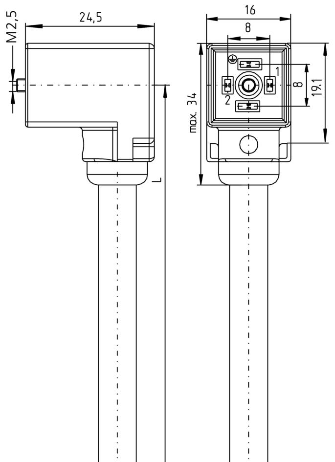 Ventilstecker, Bauform C, 2+PE, Sensor-/Aktorleitung