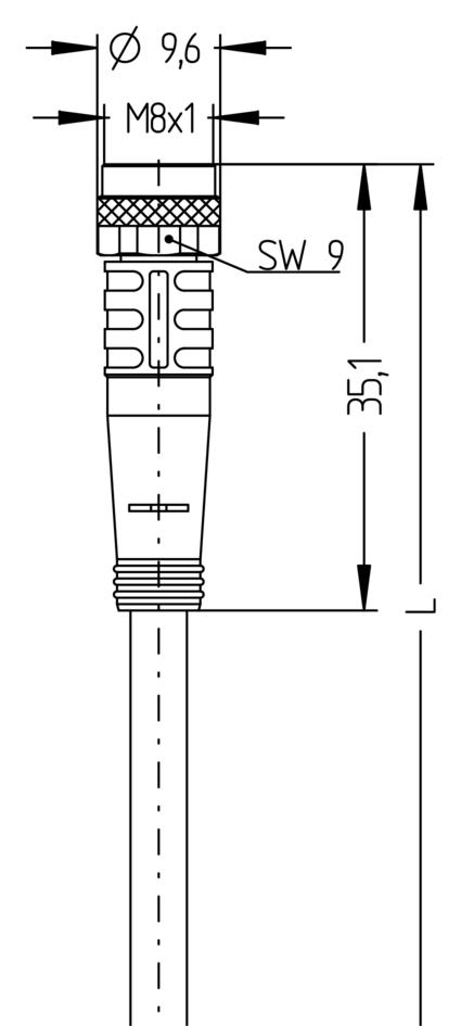 M8, female, straight, 3 poles, M8, male, straight, 3 poles, sensor-/actuator cable